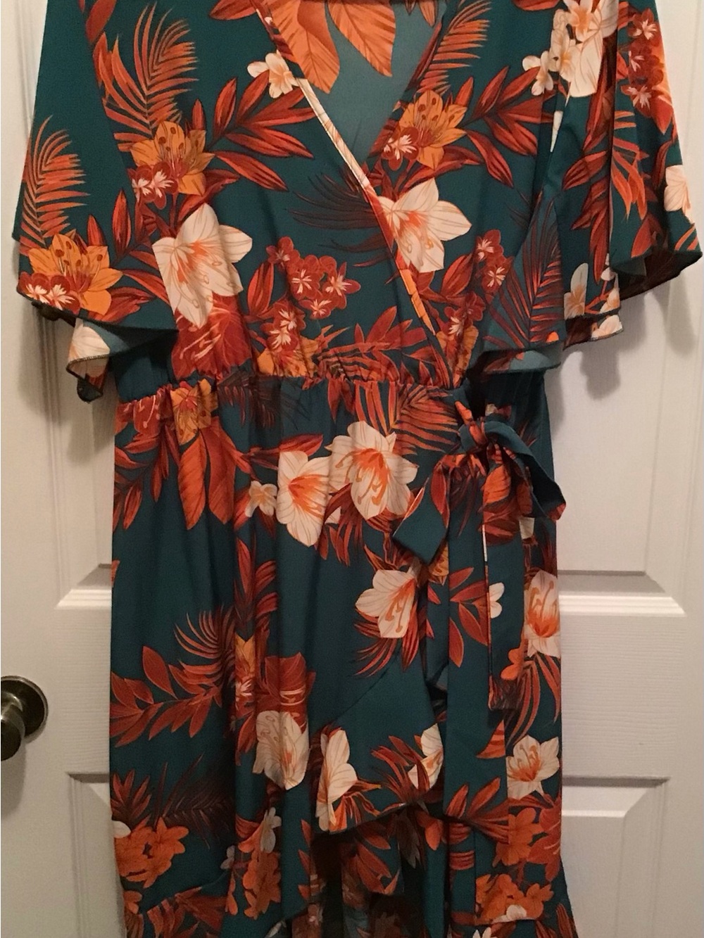 SHEIN Teal Dress with Orange Floral Print